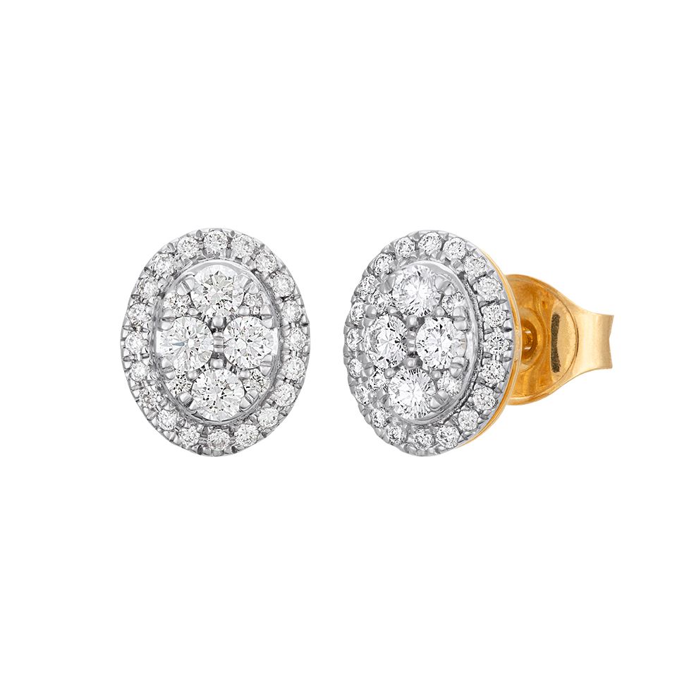 Diamantörhängen i 18K guld - Oval