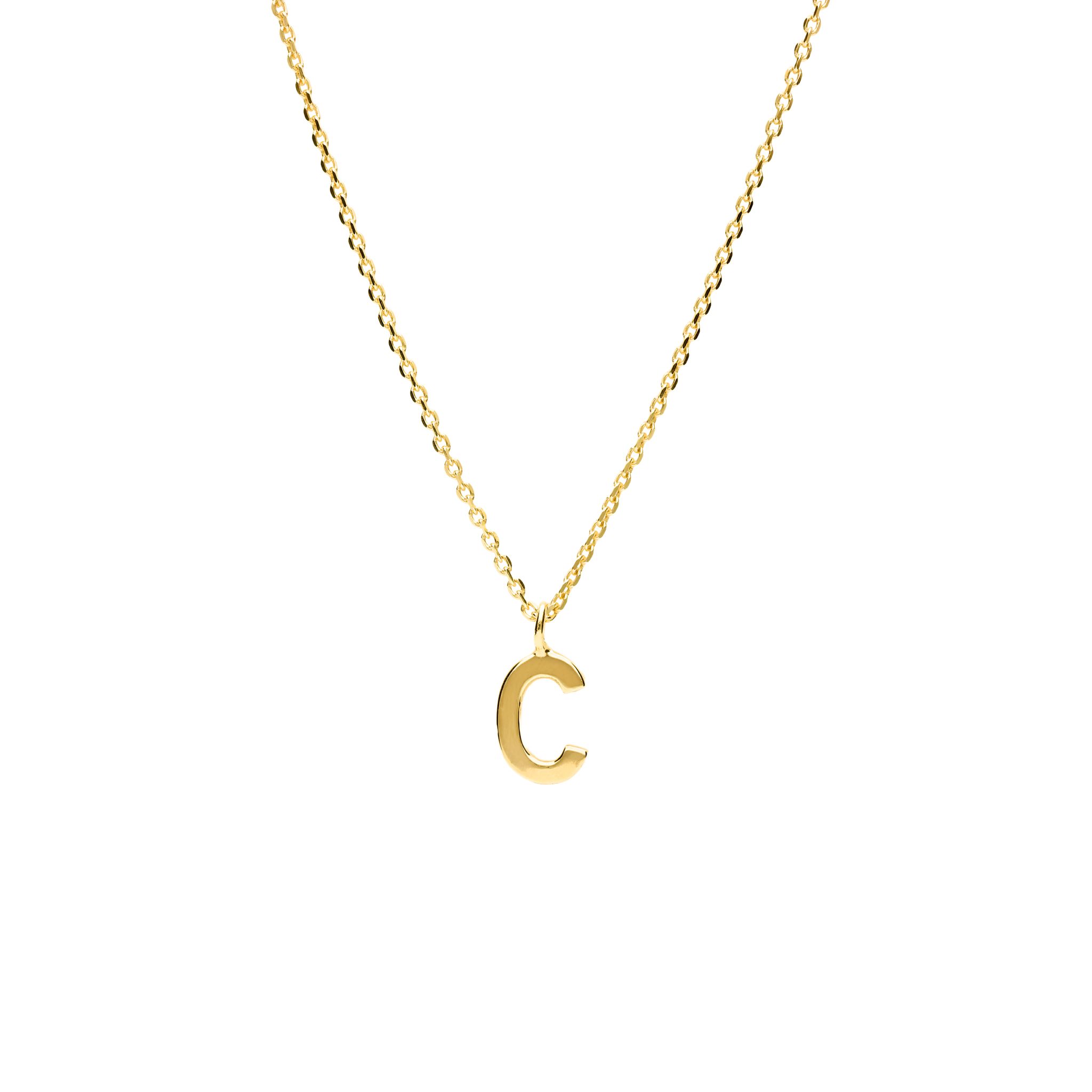 Halsband i &auml;kta silver Bokstav C