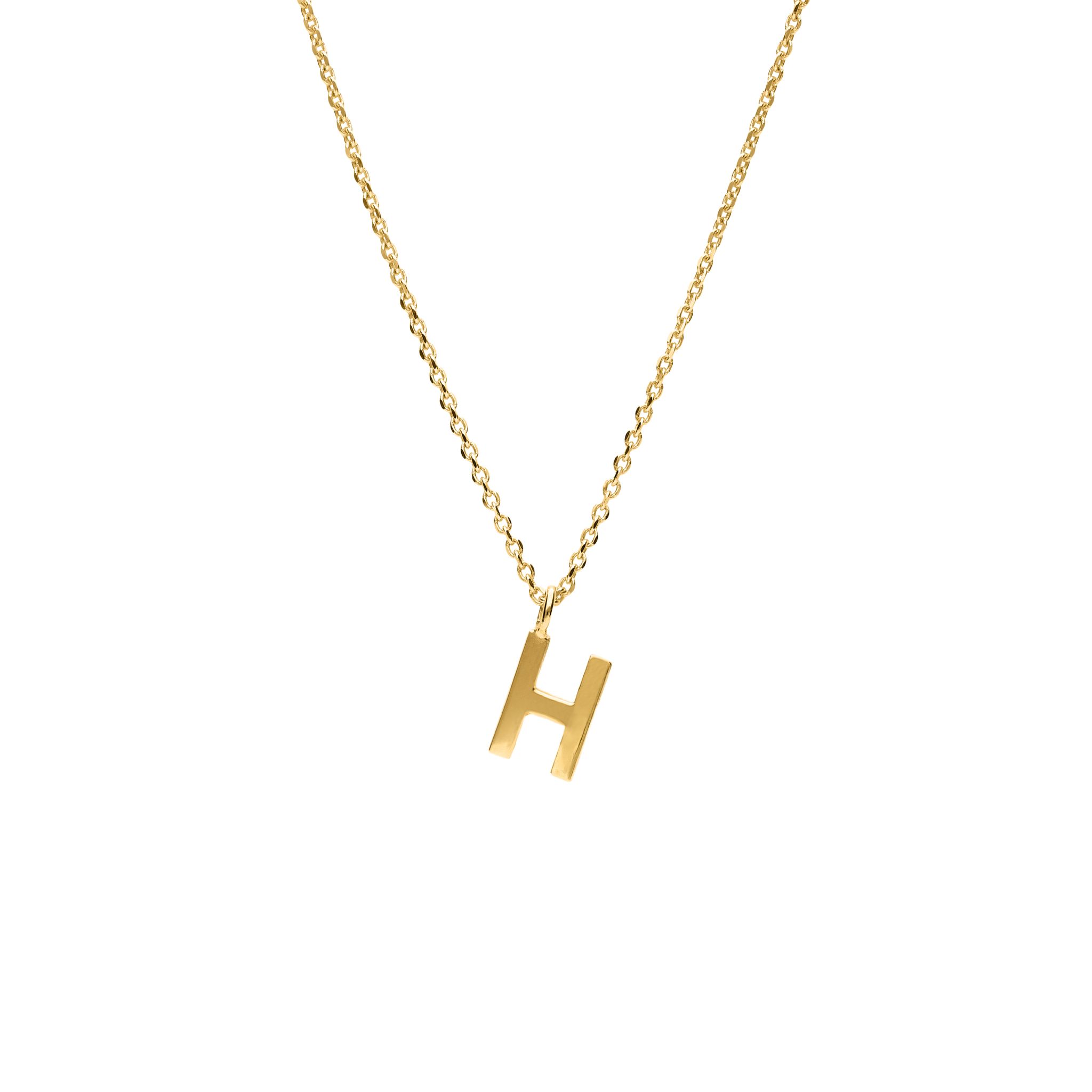 Halsband i &auml;kta silver Bokstav H