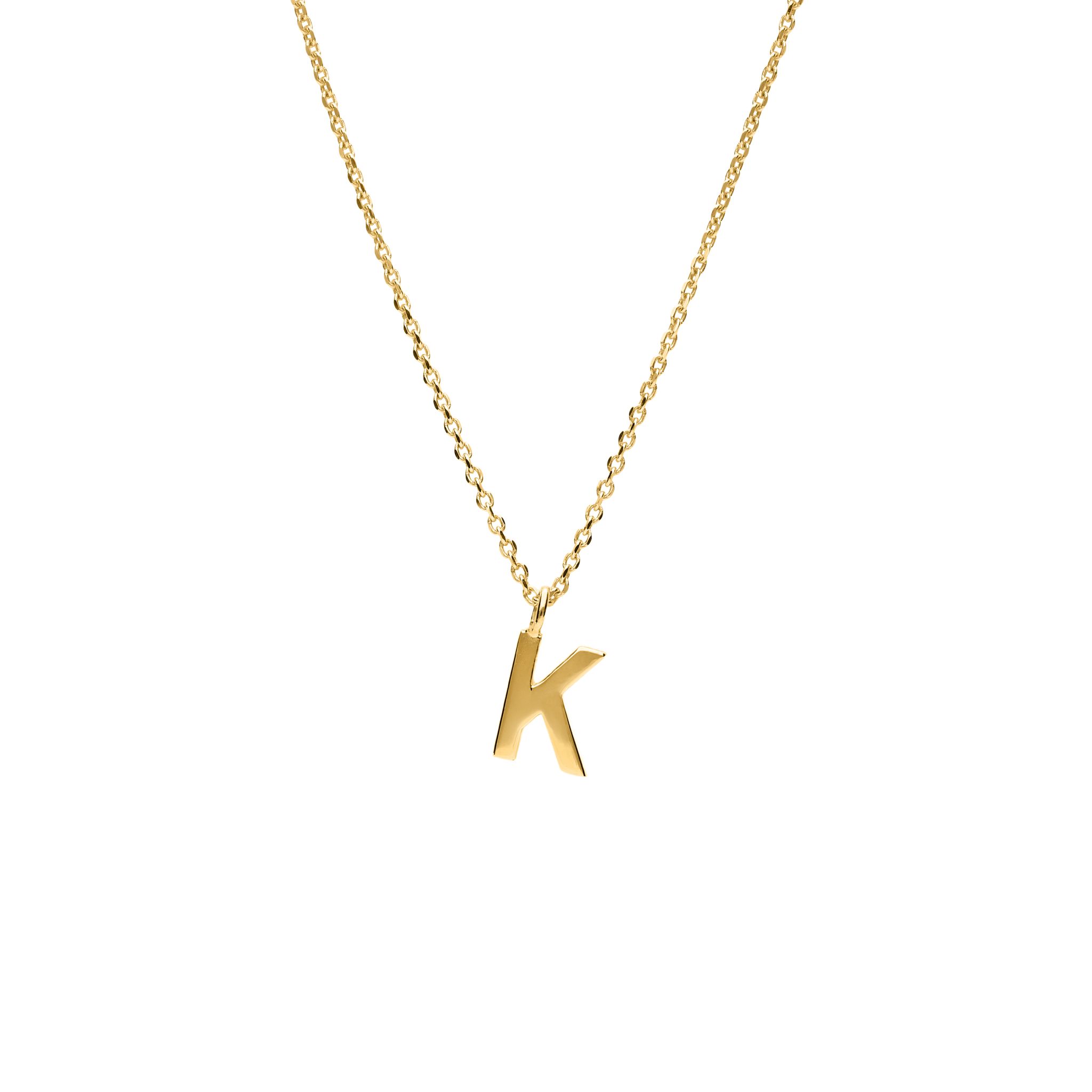 Halsband i &auml;kta silver Bokstav K