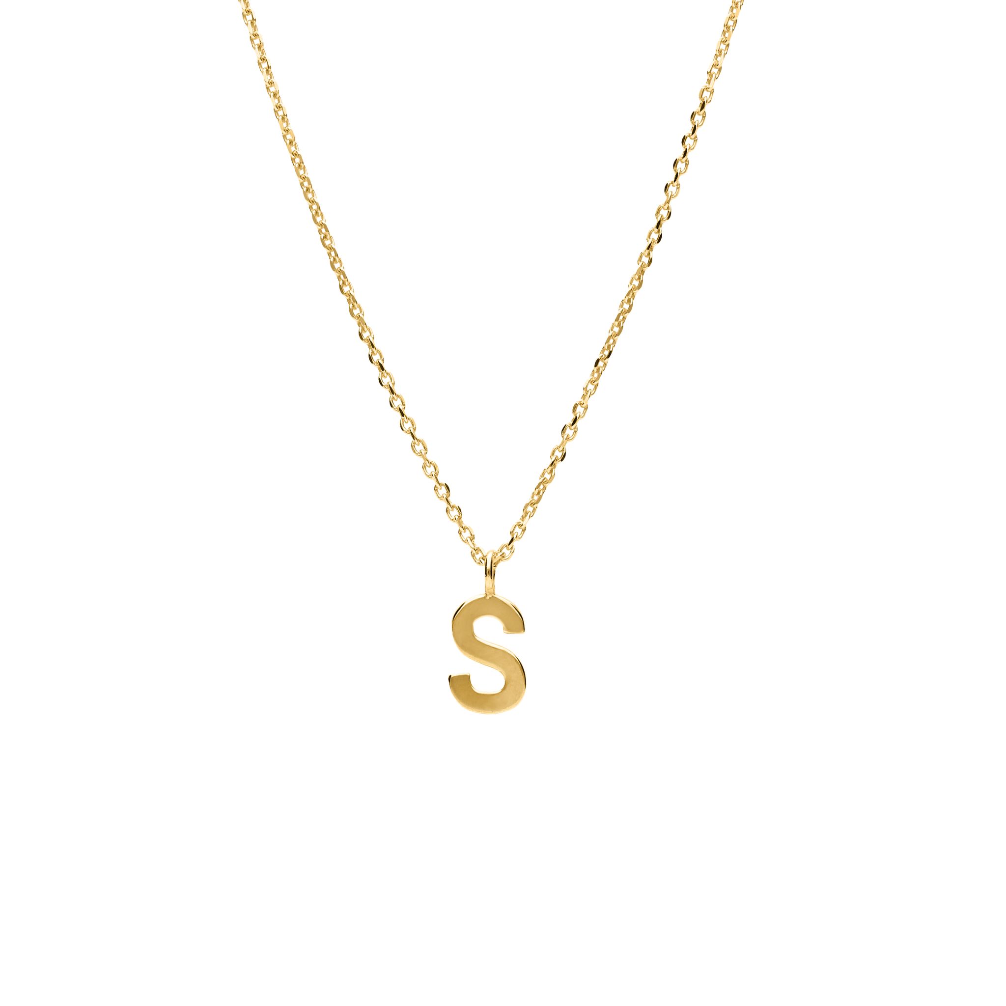 Halsband i &auml;kta silver Bokstav S