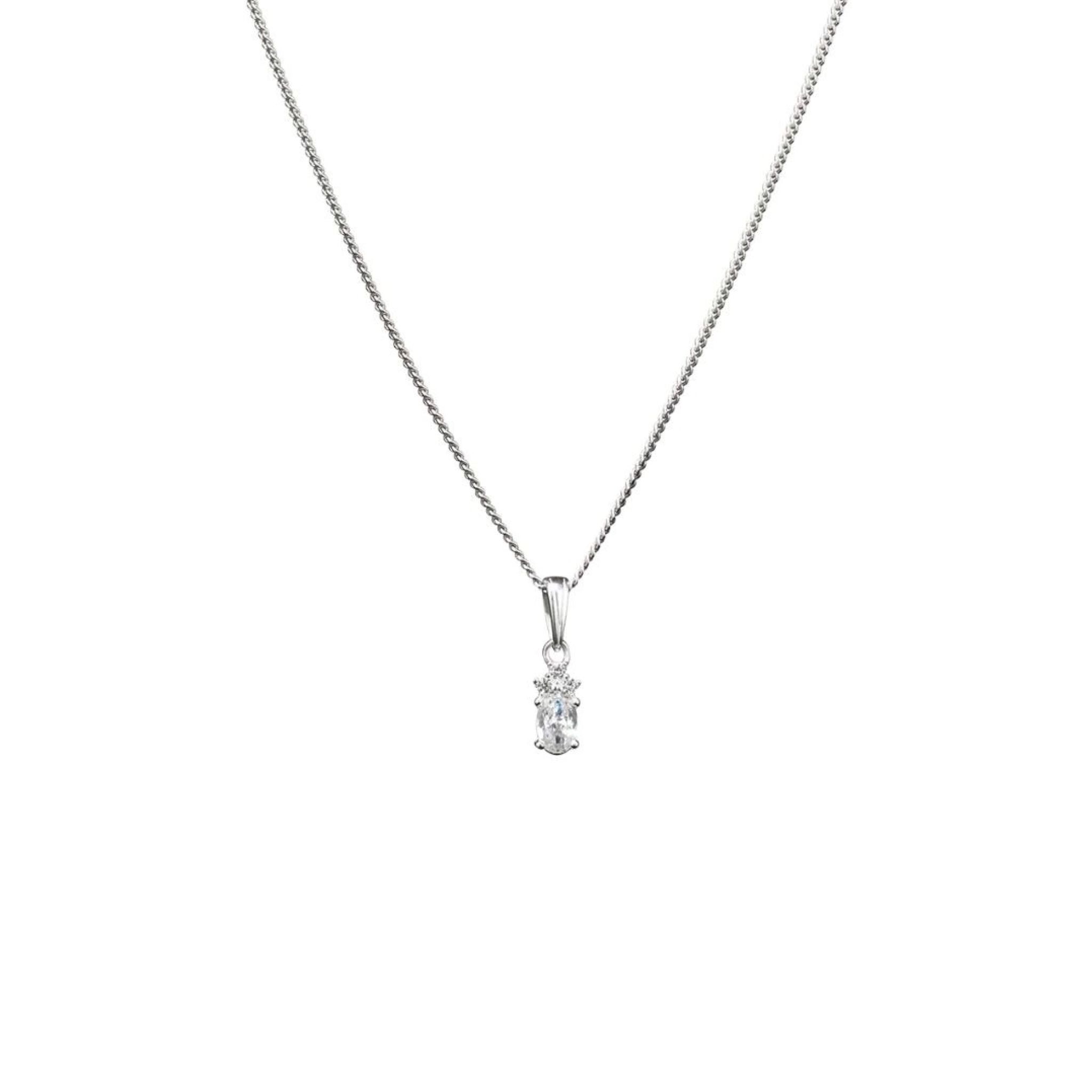 Halsband i &auml;kta silver med kubisk zirkonia