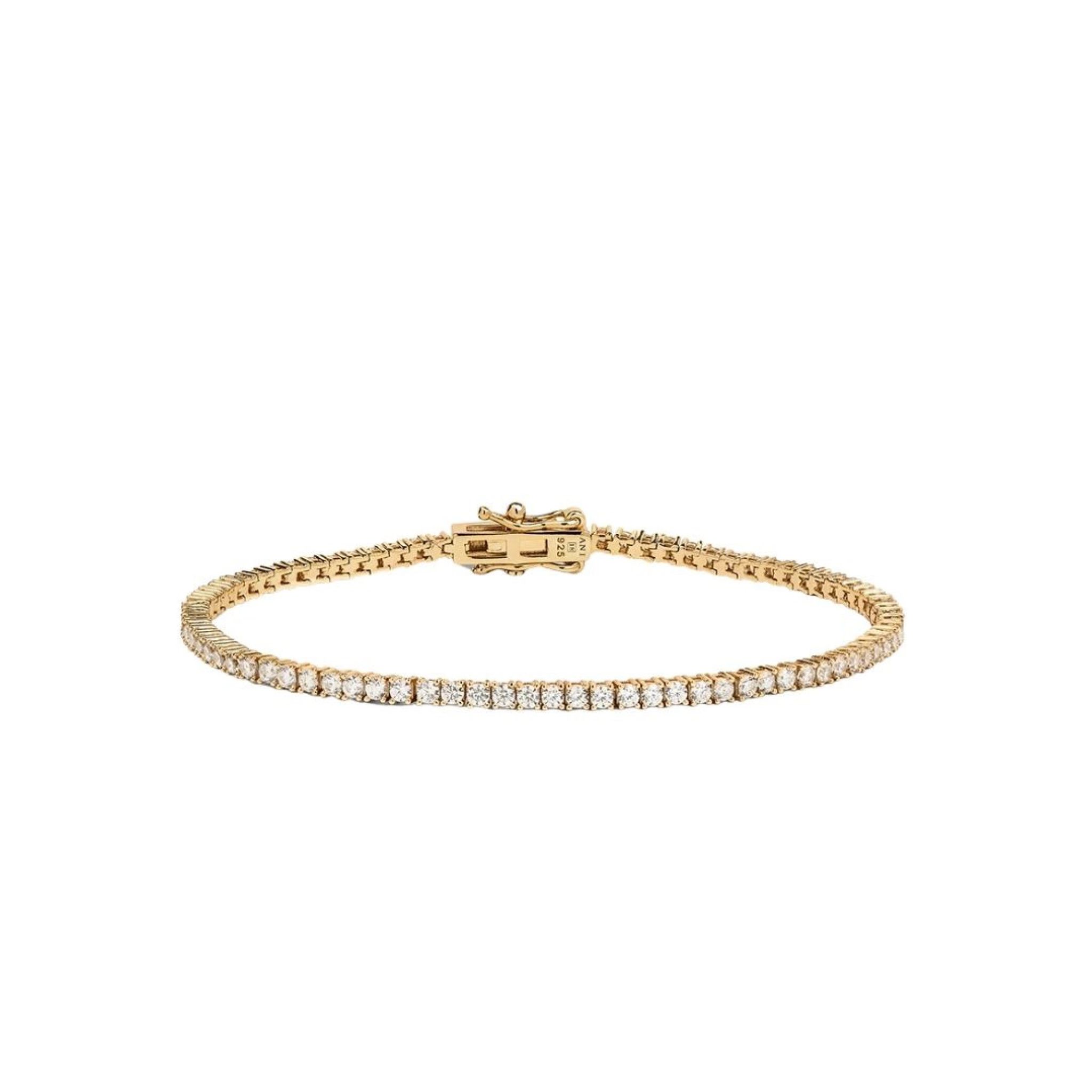 Tennisarmband i &auml;kta silver 18cm