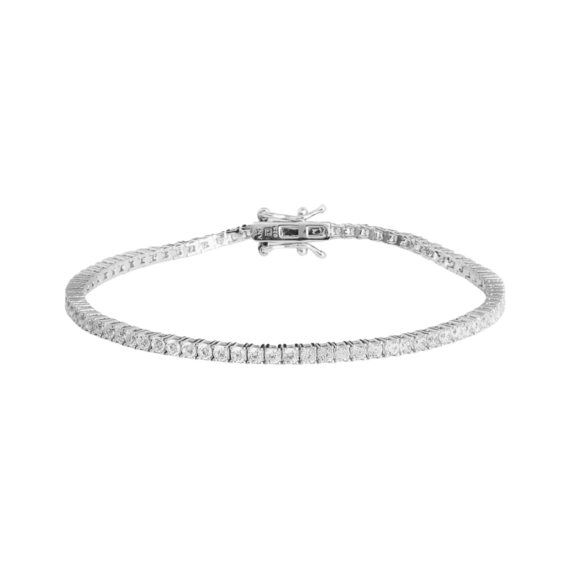 Tennisarmband i &auml;kta silver 18cm