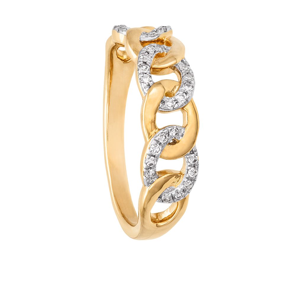 Diamantring i 18K guld - Kedjering, 18.0