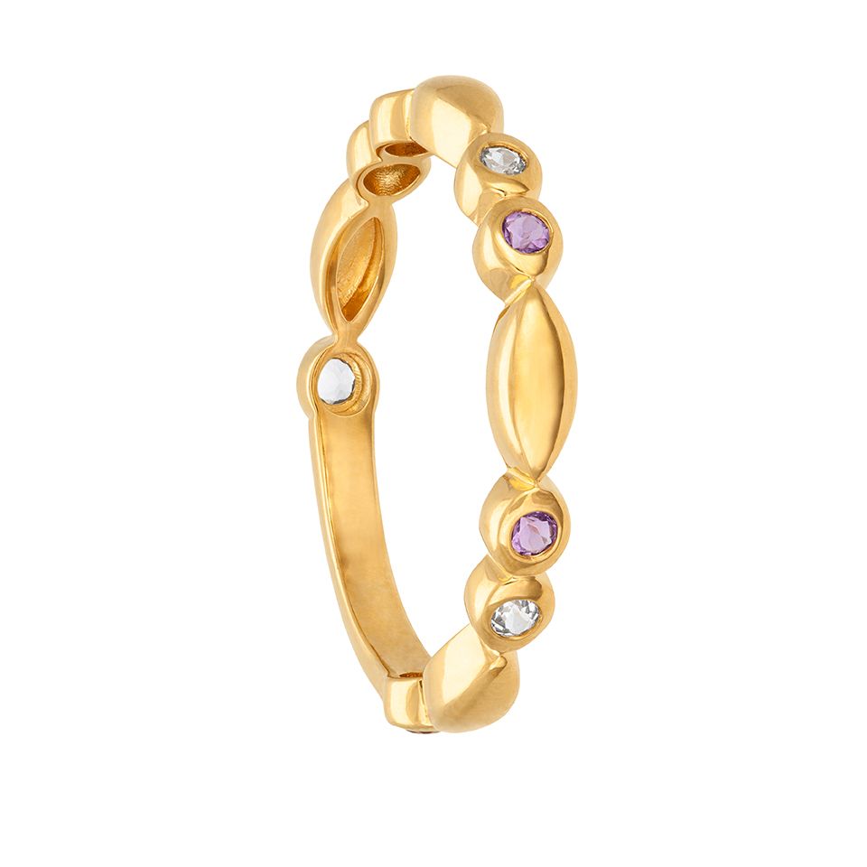 Ring i &auml;kta silver med &auml;delstenar, 19.0