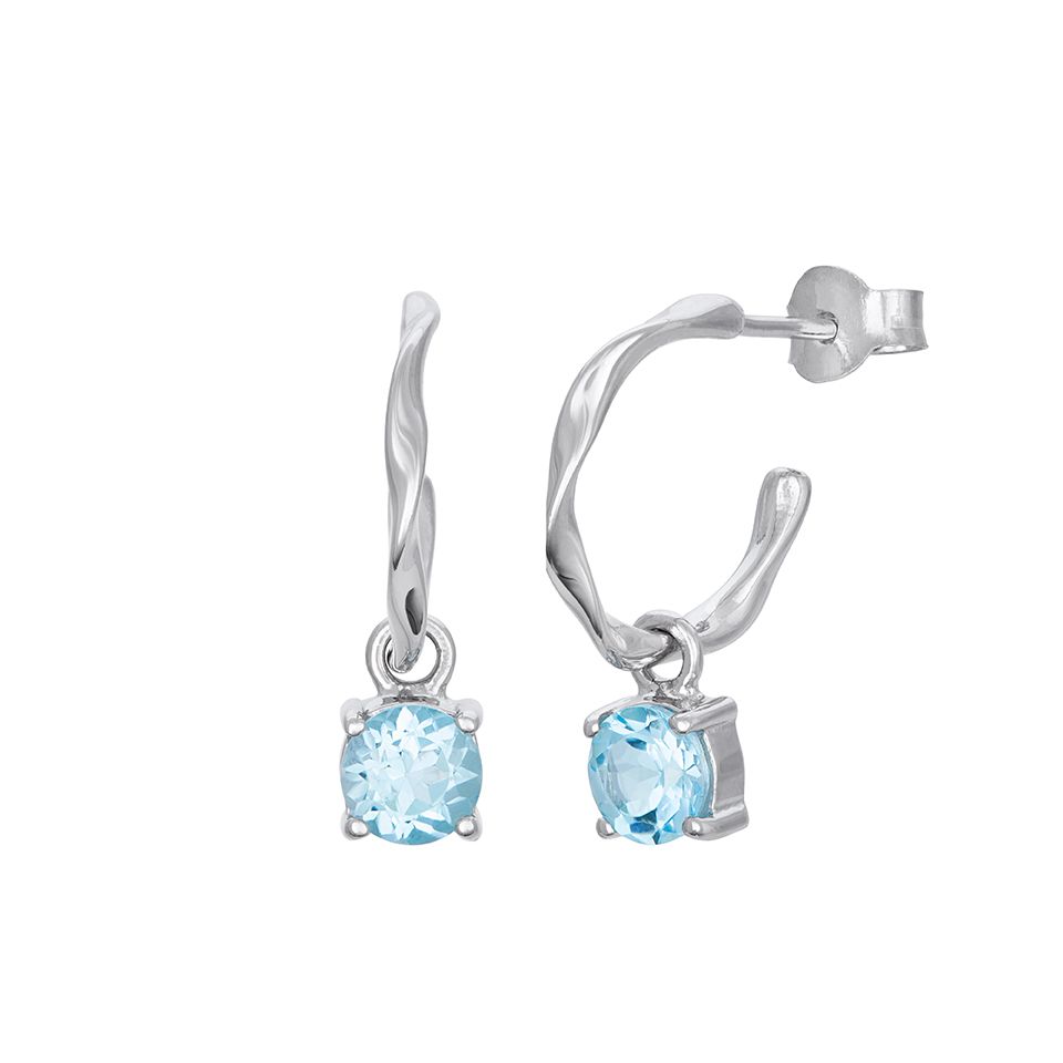 Örhängen i äkta silver med blå topas