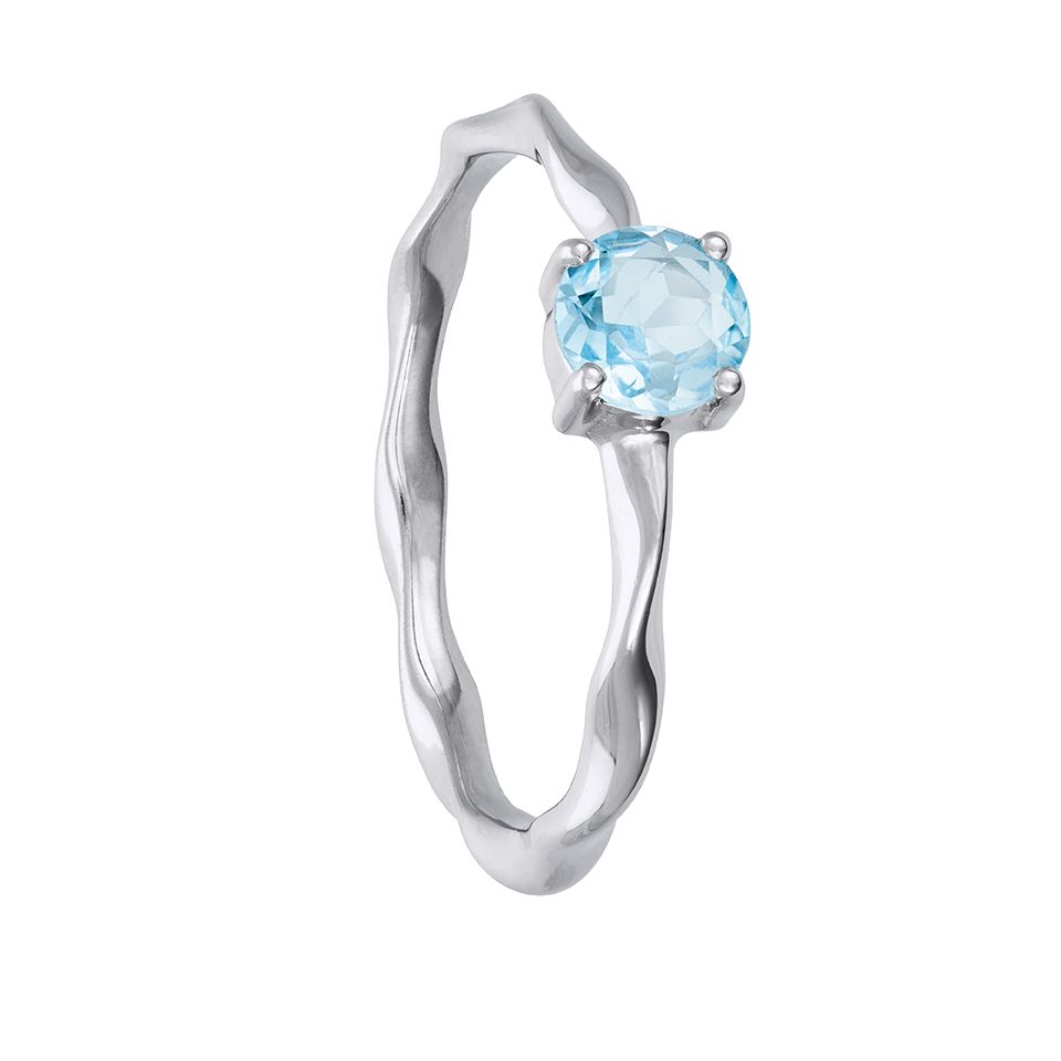 Ring i äkta silver med blå topas, 16.0