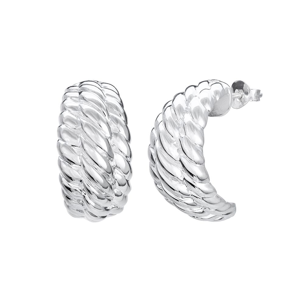 Halvcreoler i &auml;kta silver