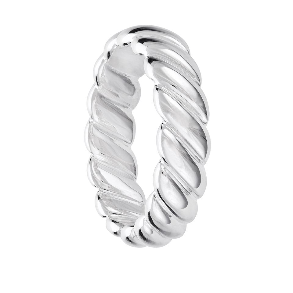 Ring i äkta silver med mönster, 18.0