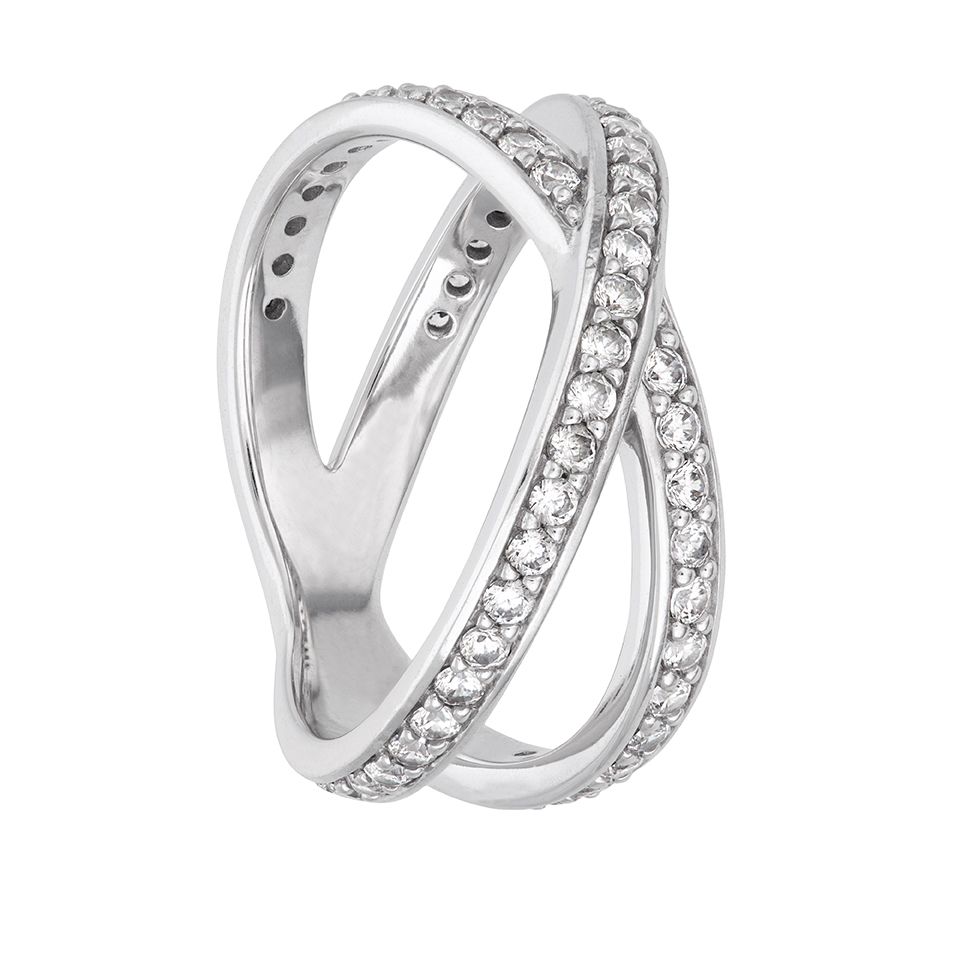 Ring i &auml;kta silver med kubisk zirkonia, 17.0