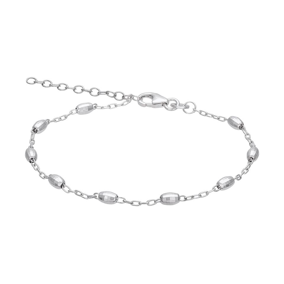 Armband i &auml;kta silver med ovala kulor