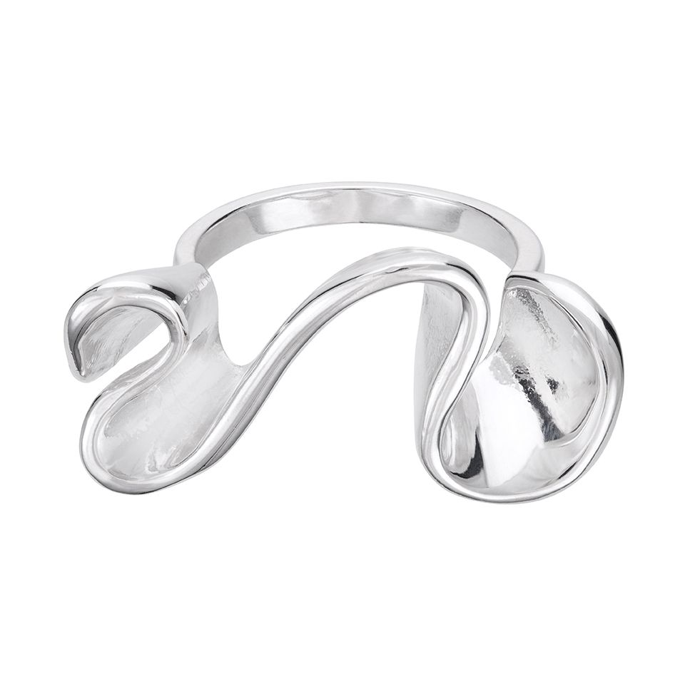 RIng i &auml;kta silver med v&aring;gig form, 18.0