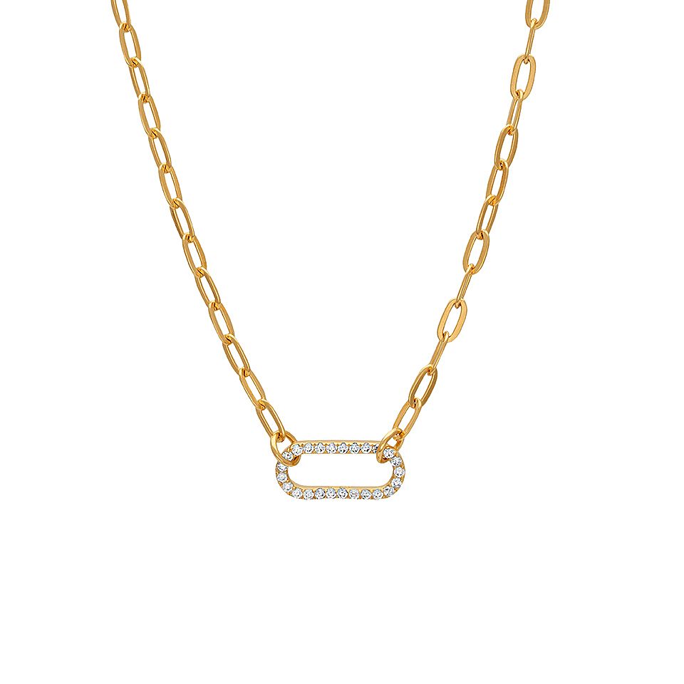 Halsband i &auml;kta silver med paperclip