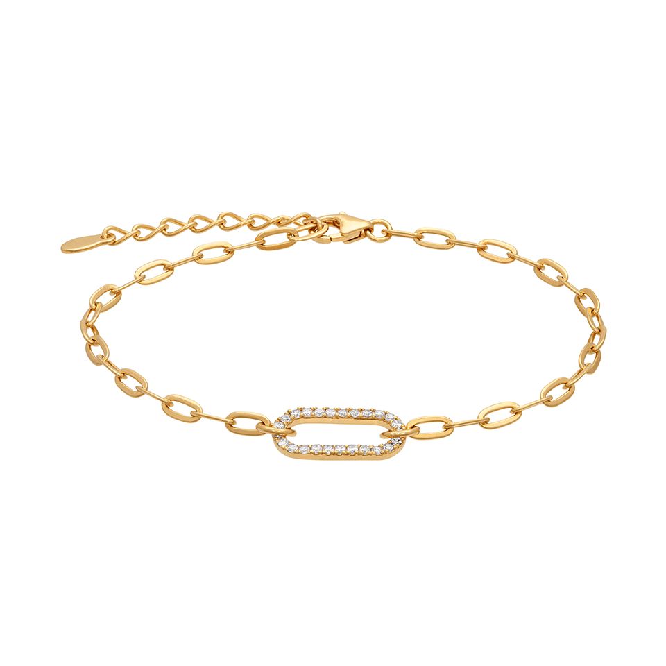 Armband i &auml;kta silver med paperclip