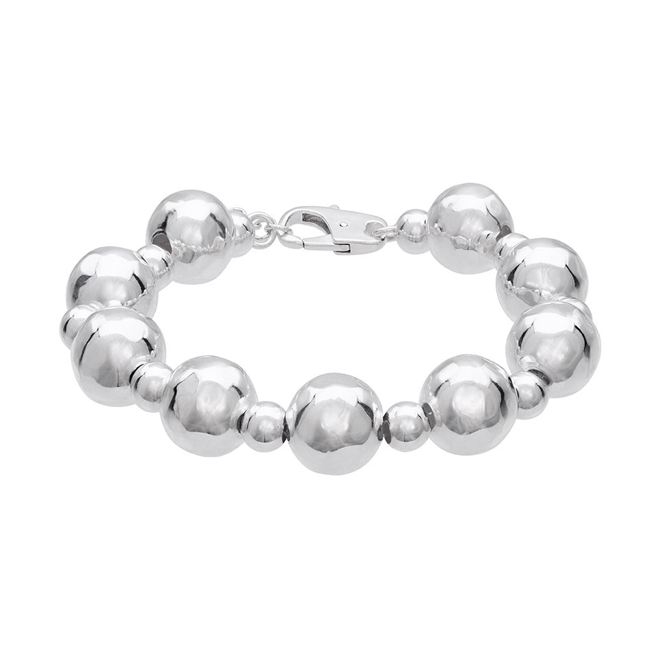 Armband i äkta silver med hamrade kulor