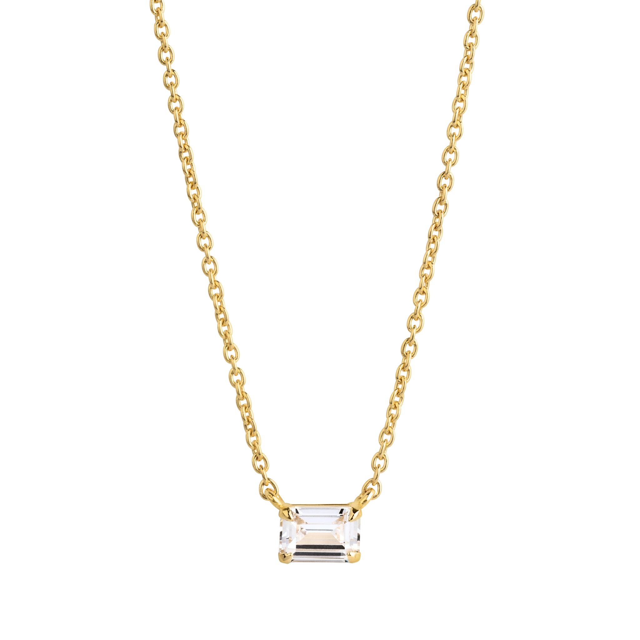 Halsband i förgyllt äkta silver med rektangulär sten