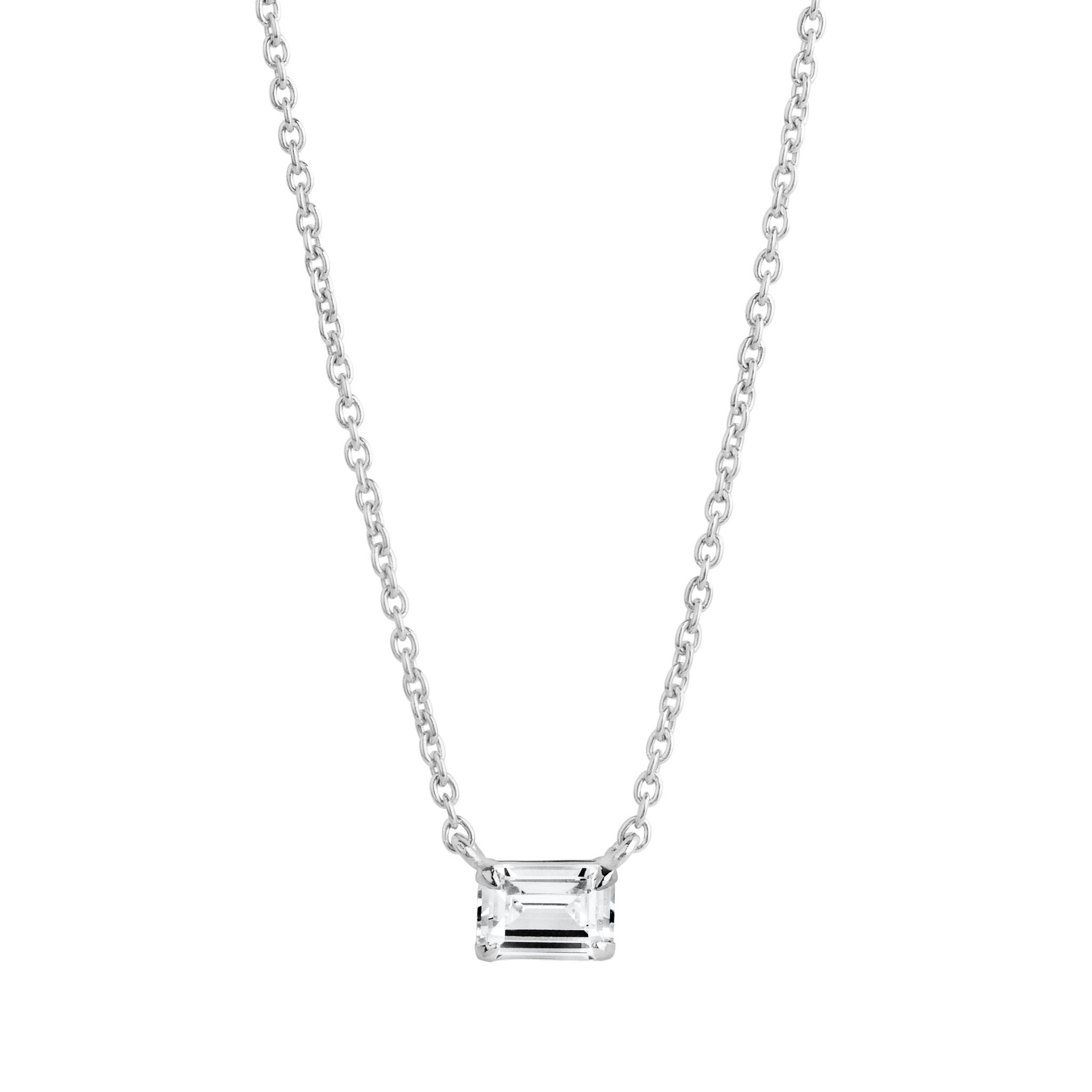 Halsband i äkta silver med rektangulär sten