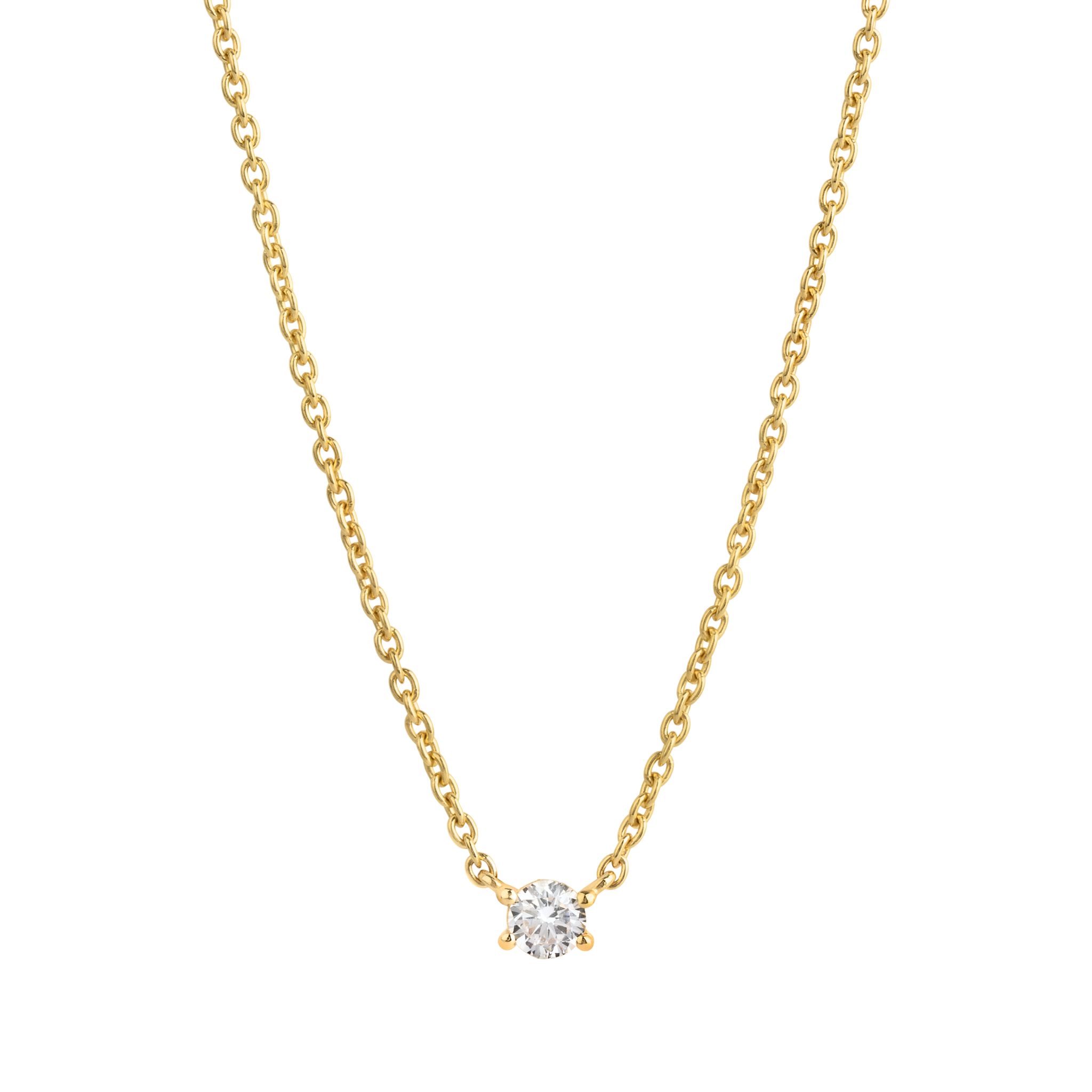 Halsband i förgyllt äkta silver med rund sten