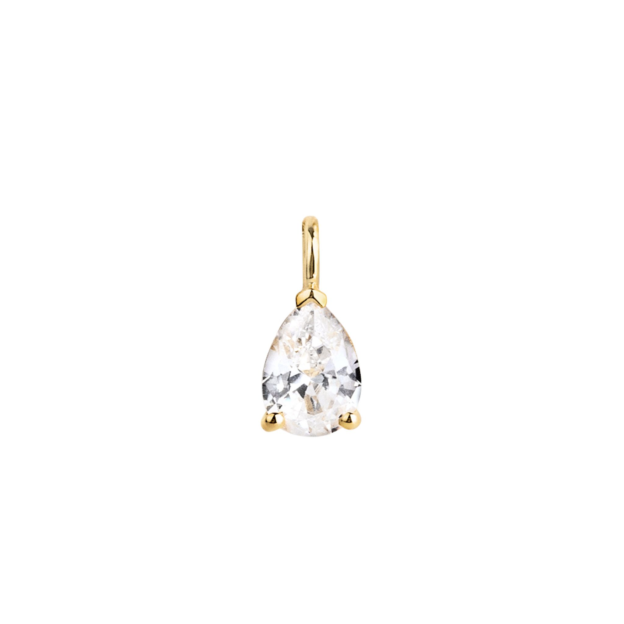 Hängsmycke i förgyllt äkta silver med päronformad sten.