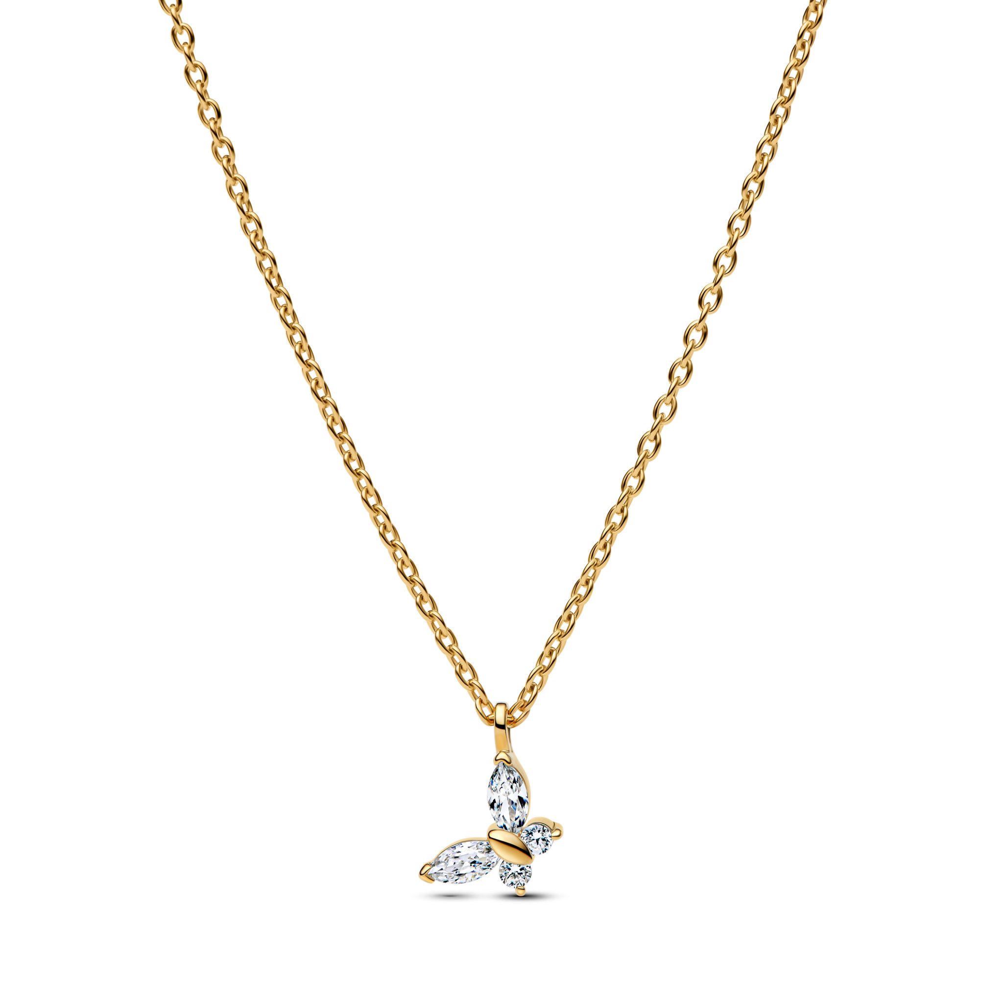 Förgyllt halsband med fjäril