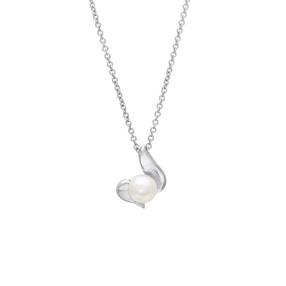 Halsband i &auml;kta silver med s&ouml;tvattensp&auml;rla