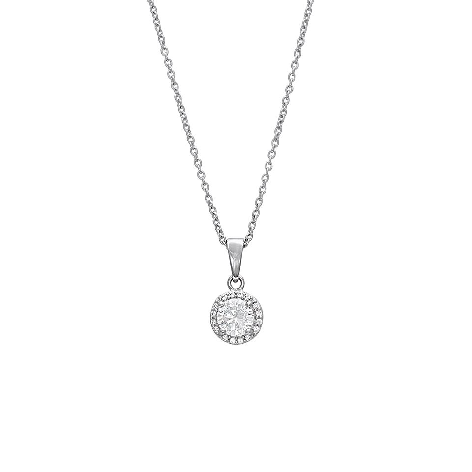 Halsband i &auml;kta silver med halo