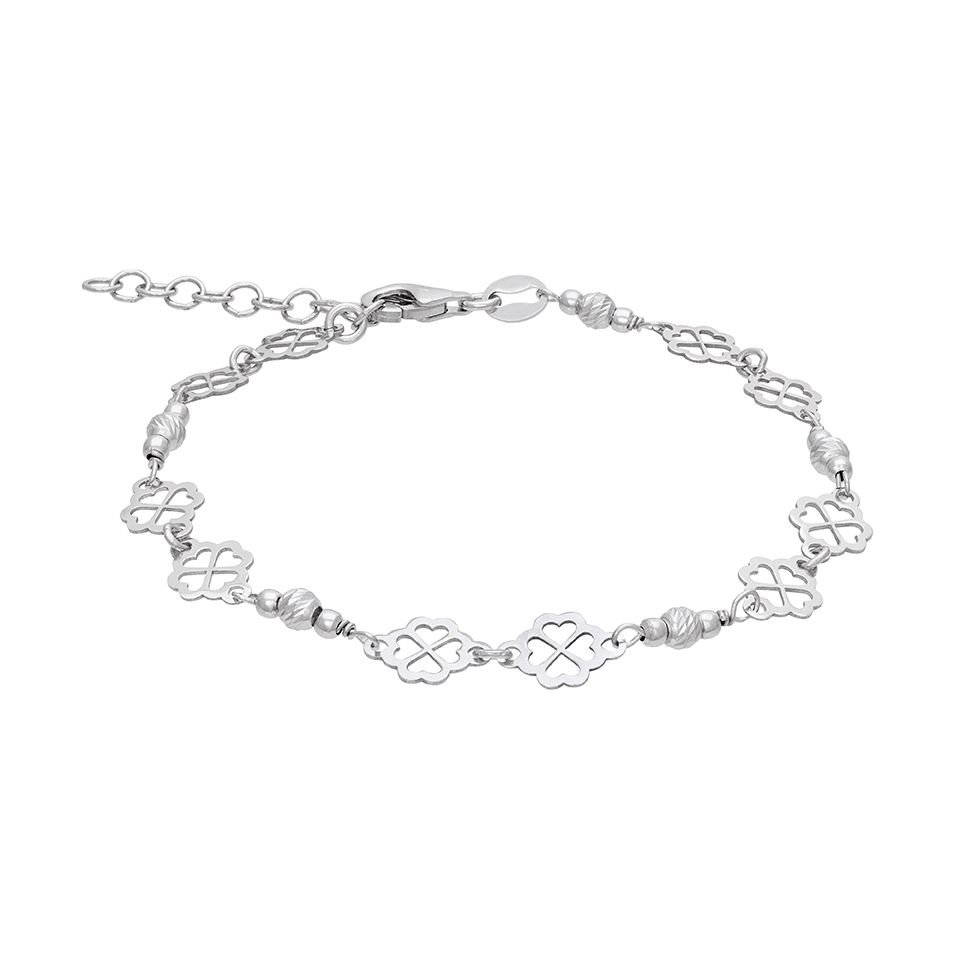 Armband i &auml;kta silver med fyrkl&ouml;ver