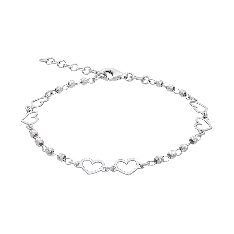 Armband i &auml;kta silver med hj&auml;rtan