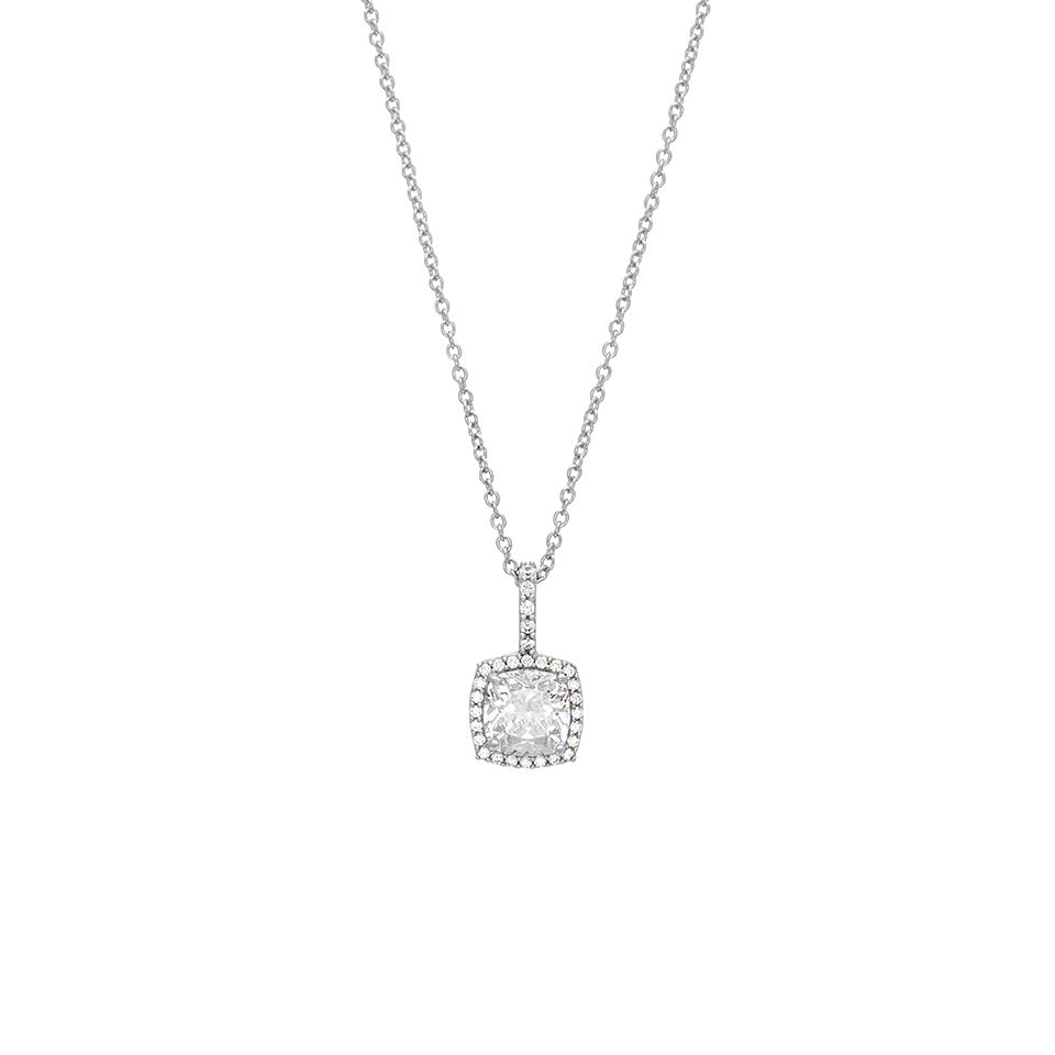 Halsband i &auml;kta silver med glittrande h&auml;ngsmycke