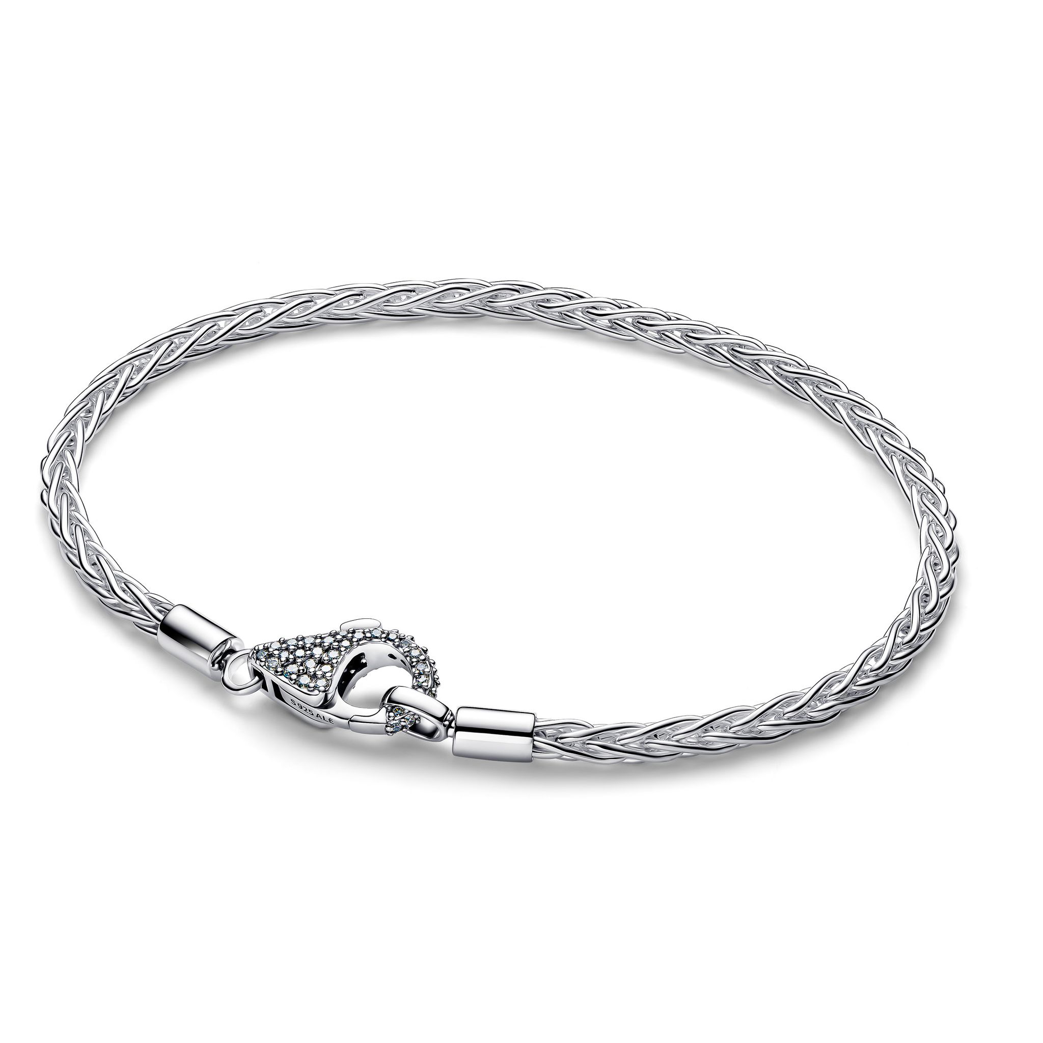 Armband i &auml;kta silver med pav&eacute;l&aring;s 17 cm