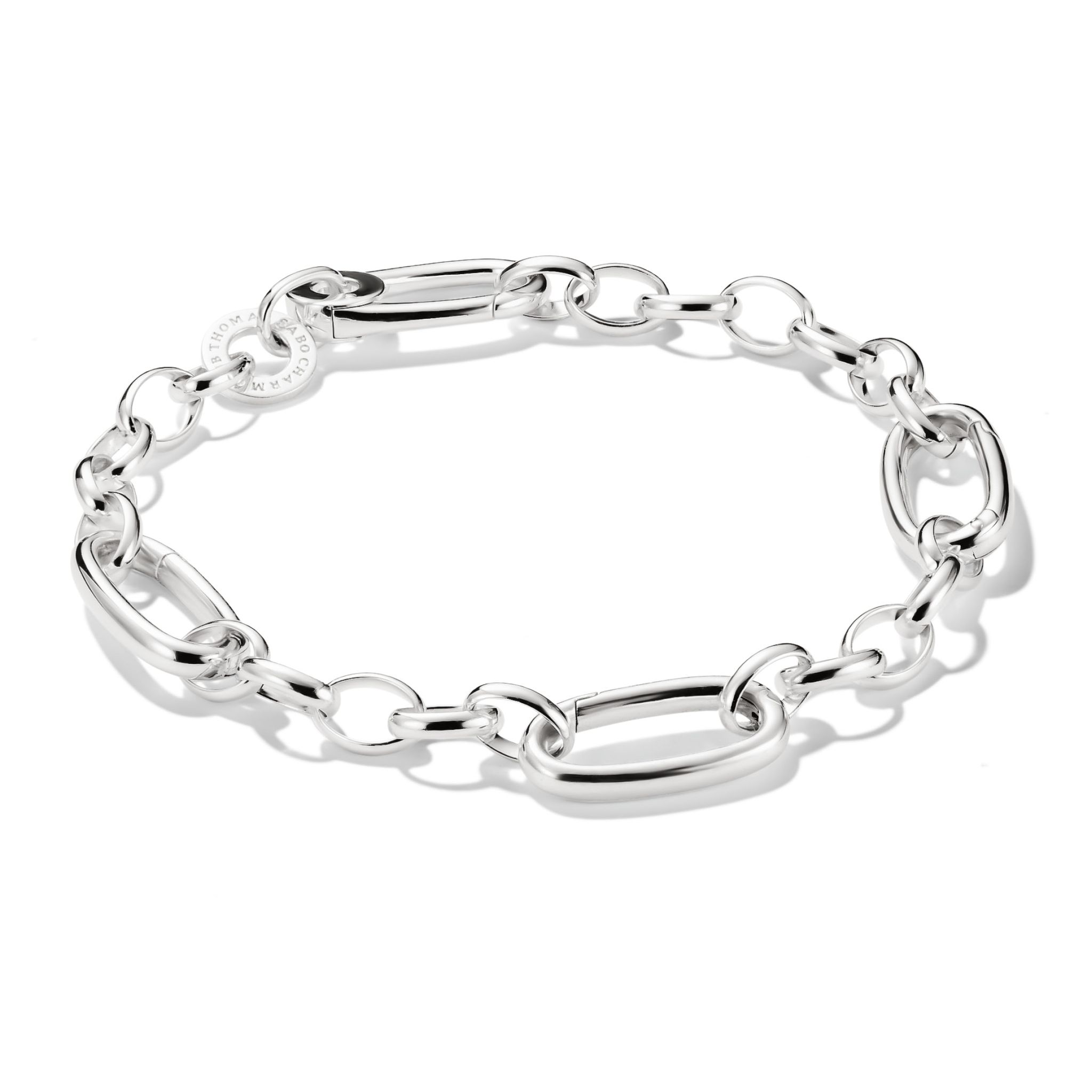 Armband i &auml;kta silver 19cm