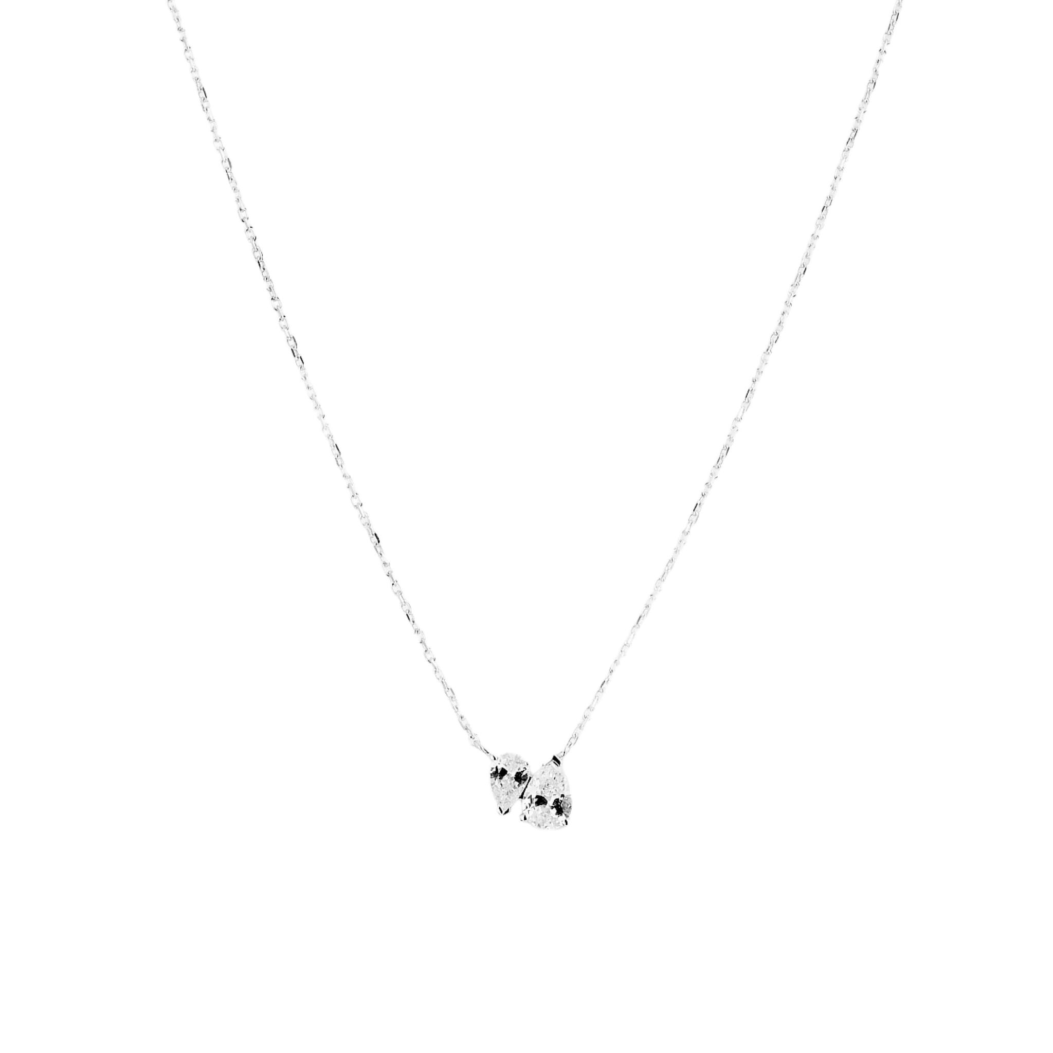 Halsband i &auml;kta silver med p&auml;ronformade stenar