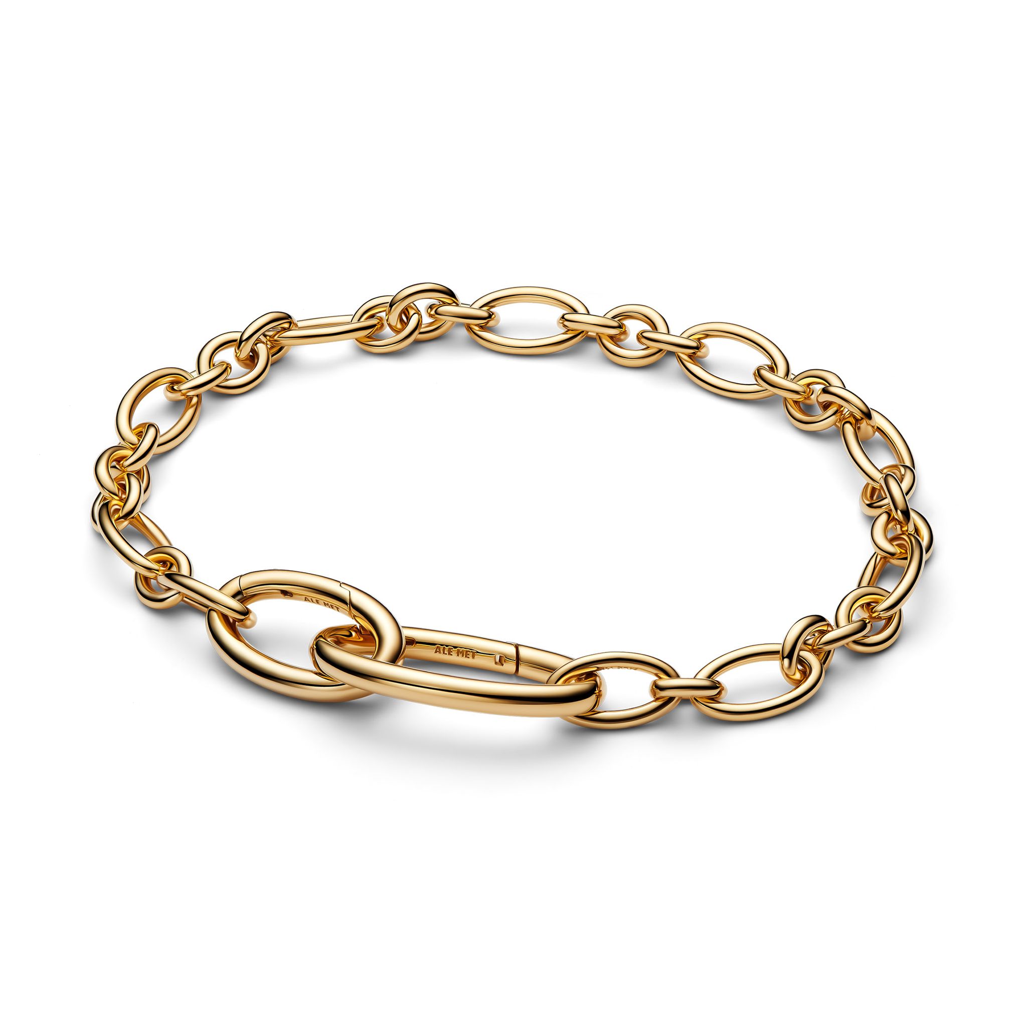 Förgyllt armband med ovala länkar 17,5 cm