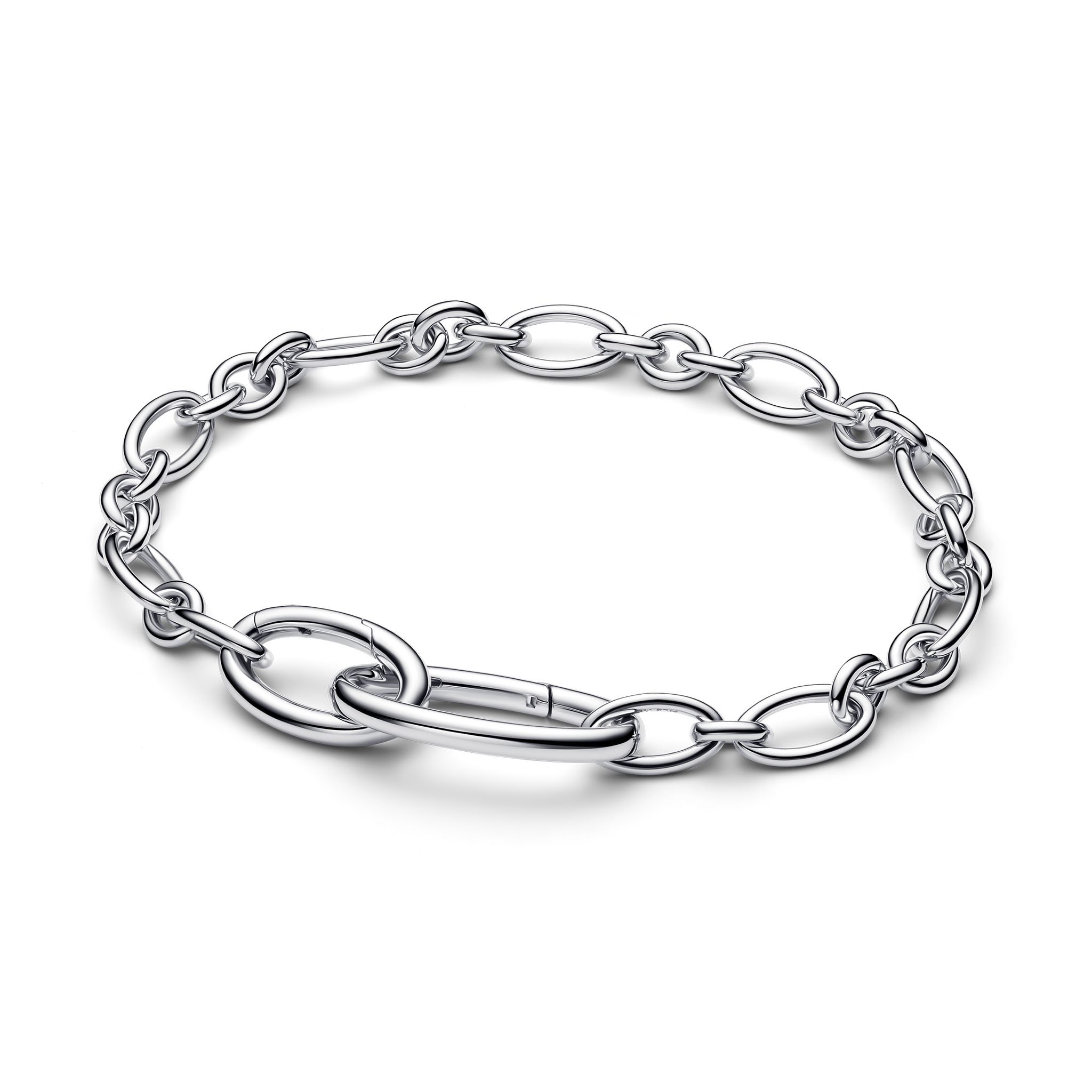 Armband i äkta silver med ovala länkar 17,5 cm