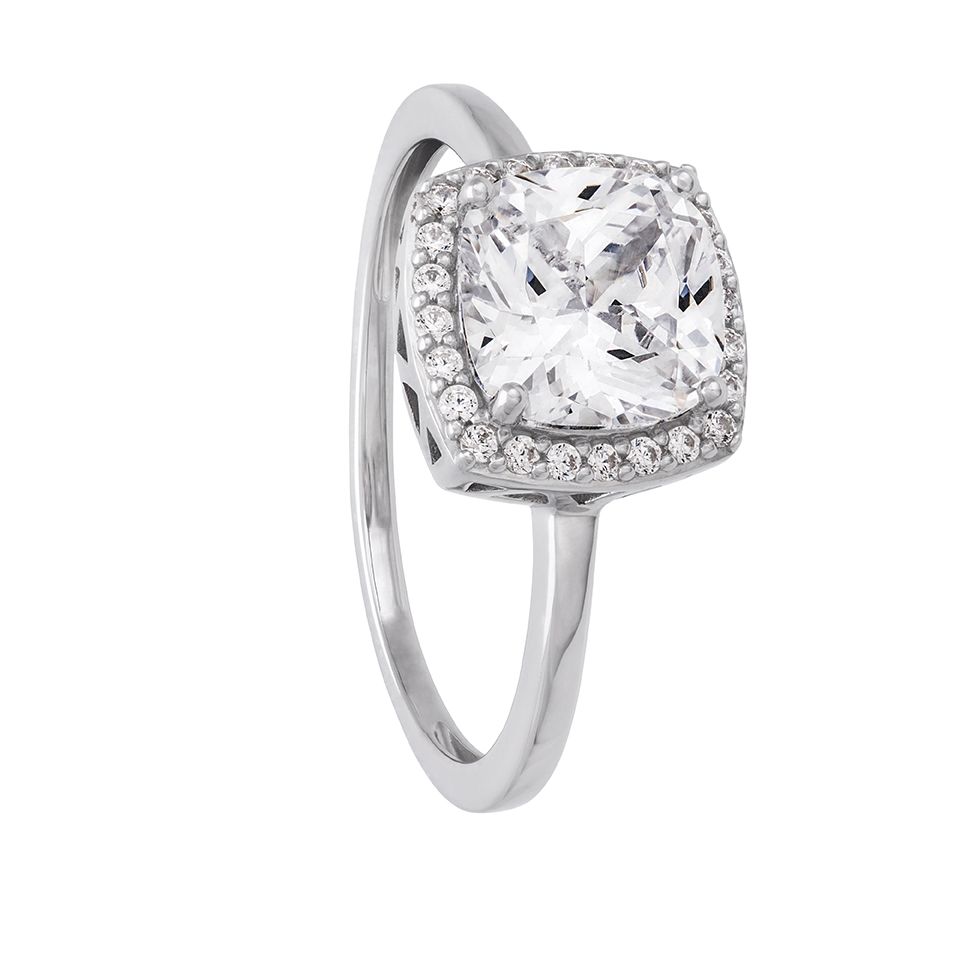 Ring i &auml;kta silver med kubisk zirkonia, 17.0