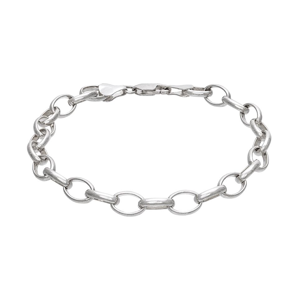Armband i &auml;kta silver 19 cm